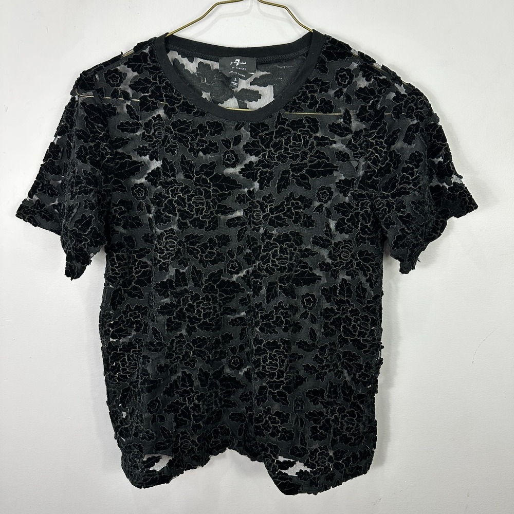 7 For All Mankind Velvet Burnout Floral Top Small‎ Whimsigoth Victorian Romantic